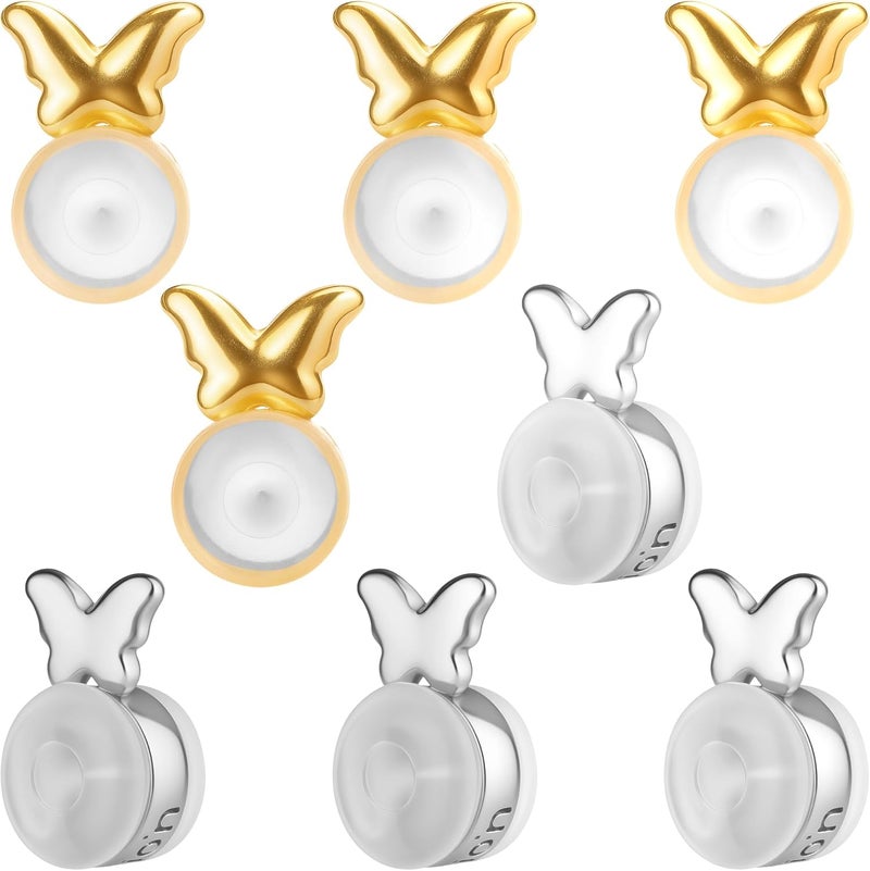 Goffing Earring Backs Replacements for Droopy Ears, Heavy Earrings Lifters, Locking Ear Support for Sensetive Skin, 8 Pairs - Image 1